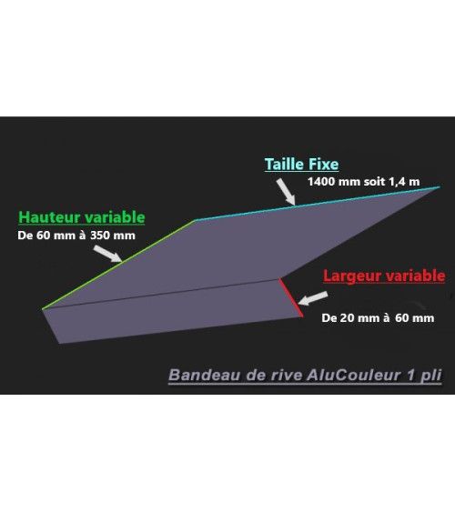 Bandeau de rive 1 pli sur mesure en aluminium couleur. Différent coloris disponibles