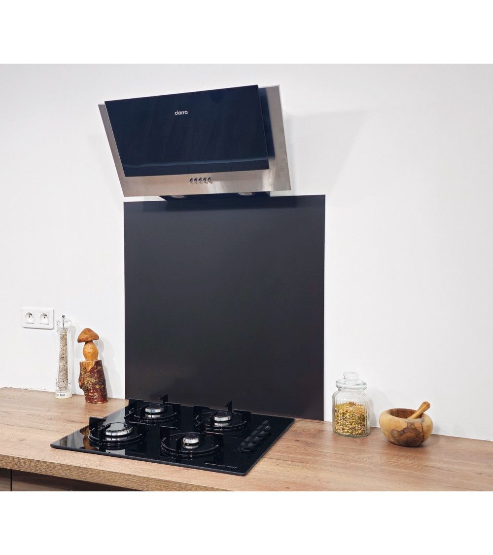 AluCouleur Fond De Hotte/Crédence Aluminium Noir Satiné - Épaisseur 1.5 Mm, Hauteur 50 Cm, Longueur 100 Cm