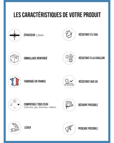 Echantillon Fond de Hotte / Crédence Alu Noir Foncé RAL 9005 1,5 mm