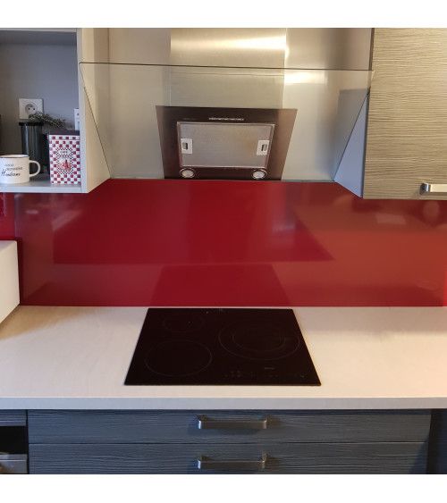 Crédence Aluminium Rouge Pourpre / RAL 3004/ Fond de Hotte